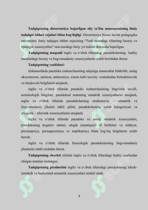 Ingliz va o‘zbek tillarida badiiy matn paradokslarining lingvokulturologik xususiyatlari 7