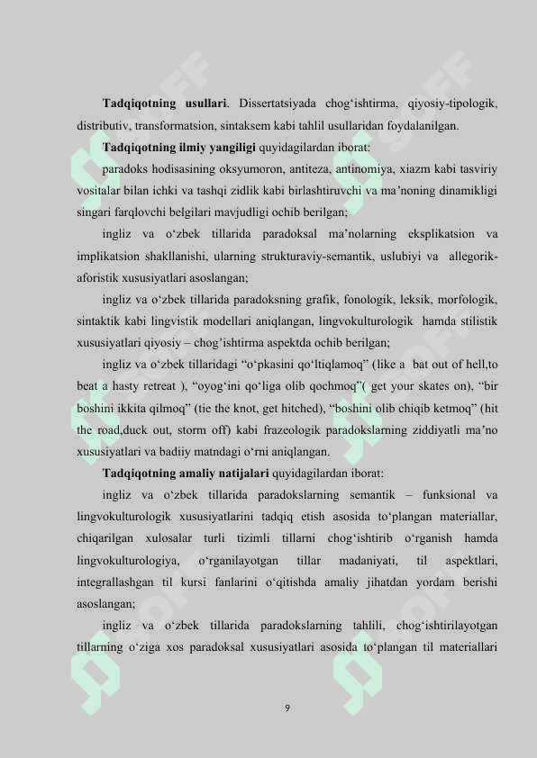Ingliz va o‘zbek tillarida badiiy matn paradokslarining lingvokulturologik xususiyatlari 8