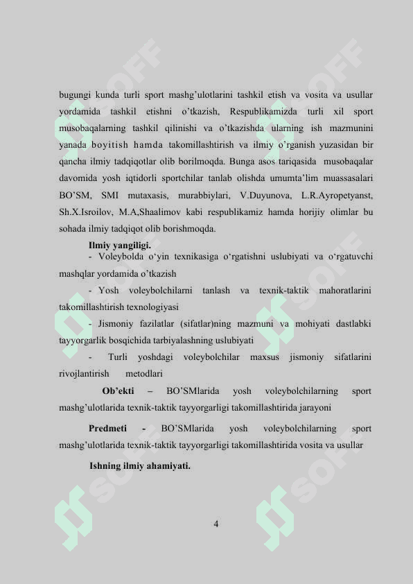 Dastlabki tayyorlov guruhi voleybolchilarda texnik taktik tayyorgarligini 4
