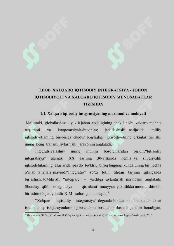 Xalqaro iqtisodiy integratsiyalashuv jarayonlarimning shakllari va bosqichlari 5