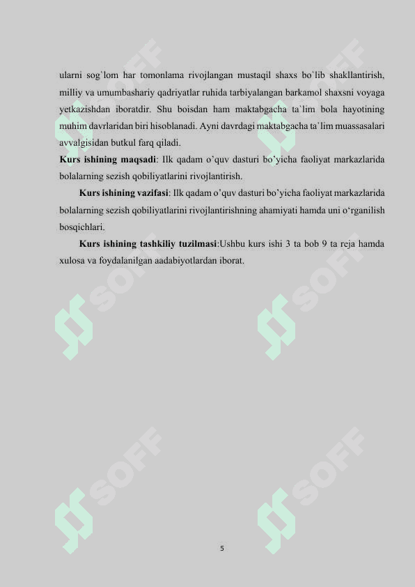 Ilk qadam davlat o`quv dasturi bilan tanishtirish mazmuni 4