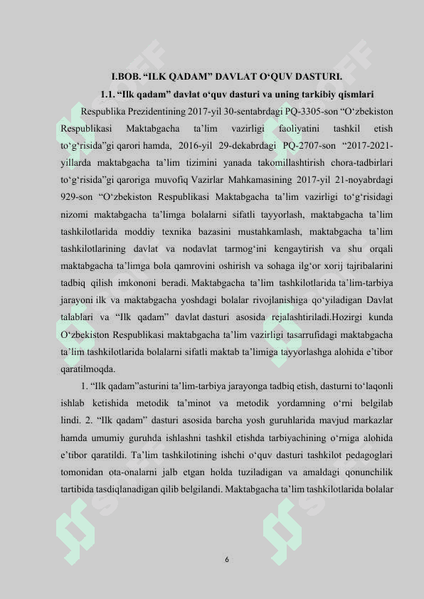 Ilk qadam davlat o`quv dasturi bilan tanishtirish mazmuni 5