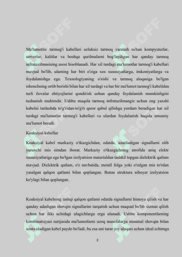Tarmoq kabel turlari 2