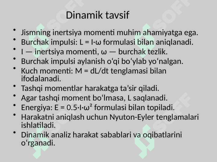QO'ZG'ALMAS NUQTA ATROFIDAGI HARAKAT. EYLER TEOREMASI. AKSOIDALAR 3