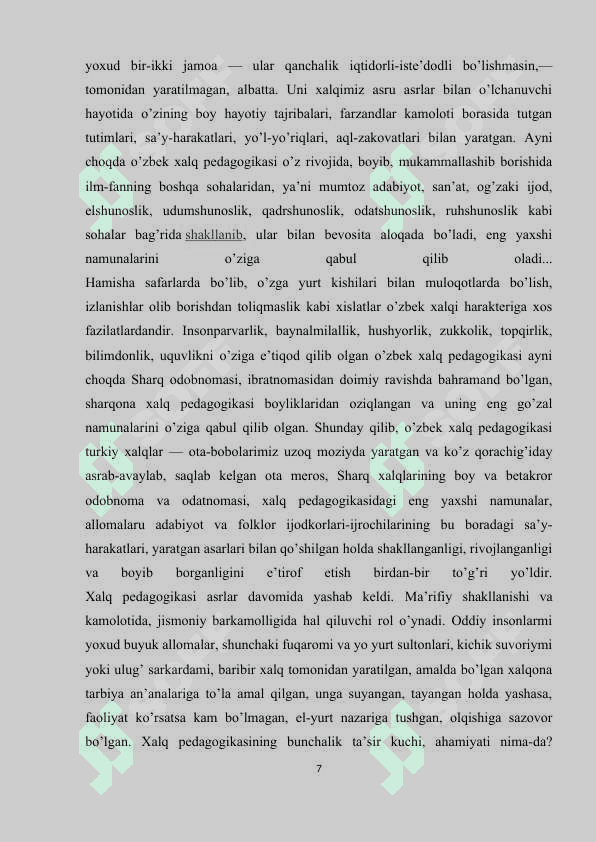 O‘qish darslarida xalq ogʻzaki ijodidan foydalanish. O‘qish darslarida xalq ogʻzaki ijodidan foydalanish 7