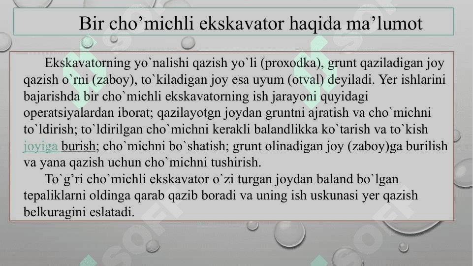 Bir cho’michli ekskavatorlar haqida ma’lumot 6