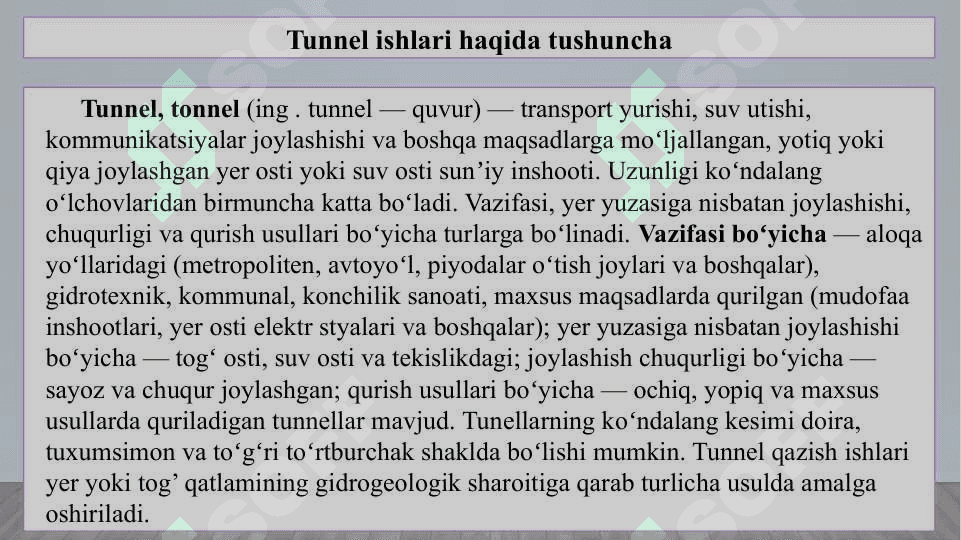 Tunnel ishlaridagi shitli usuli 3