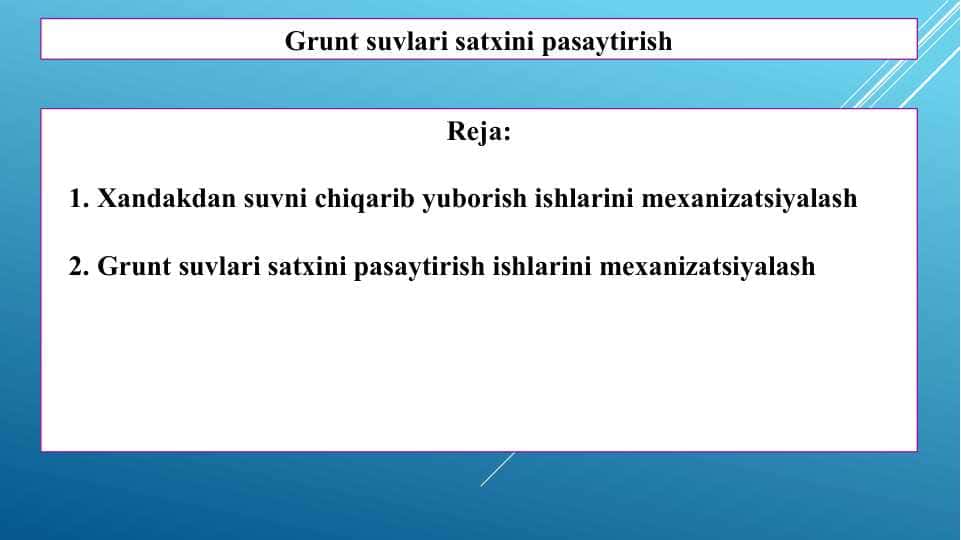 Grunt suvlari satxini pasaytirish 1