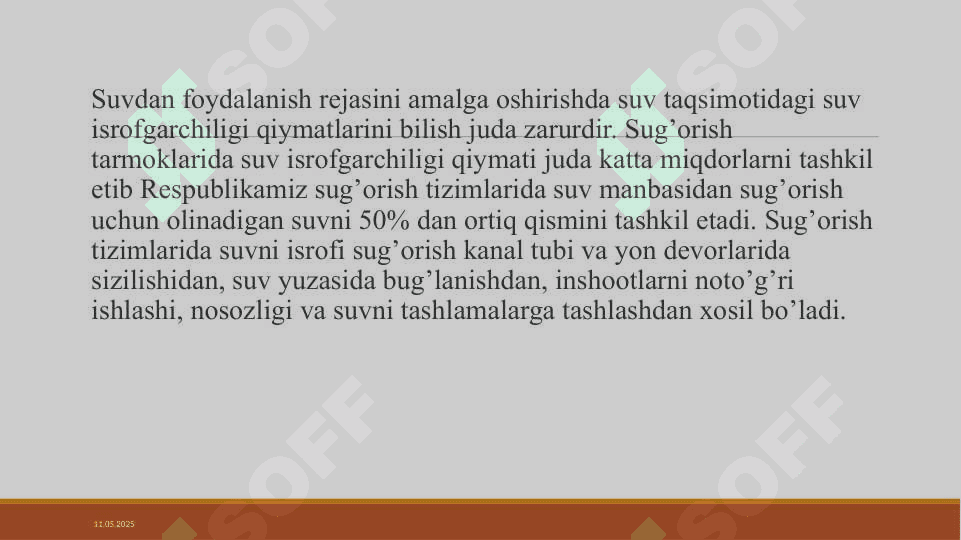 Suv taqsimotidagi suv isrofgarchiligi 3