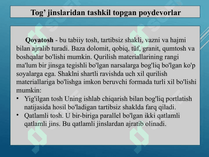 Tog’ jinslaridan tashkil topishi 2