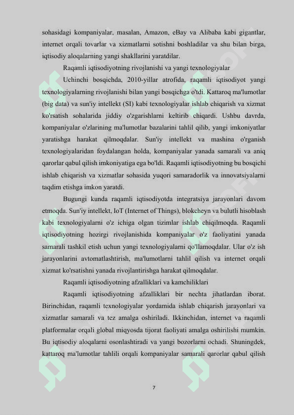 O’zbekiston raqamli iqtisodiyotini rivojlantirish xususiyatlari 7