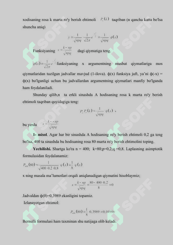 Muavr – Laplasning limit teoremalari va uning tadbiqlari 8