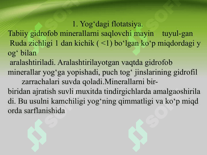 Boyitishning flotatsion usuli 6