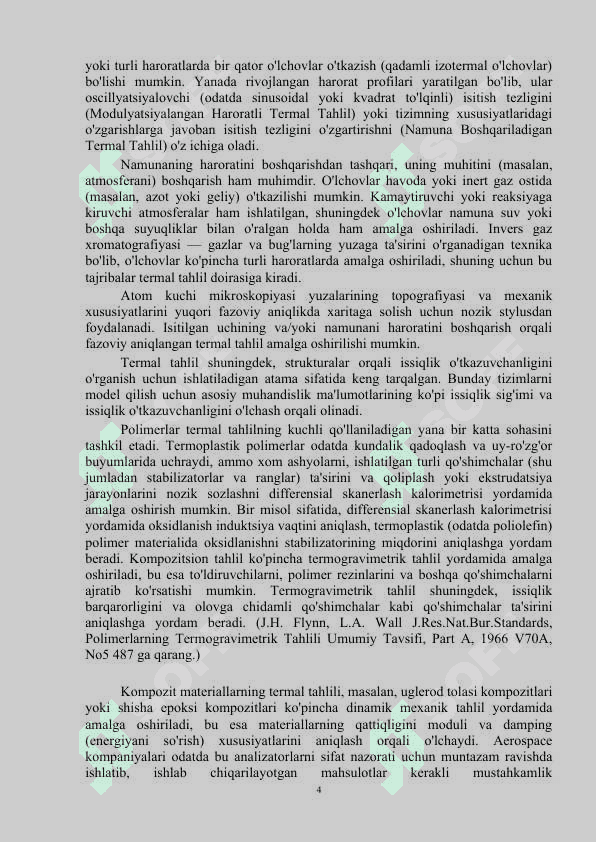 Sement tizimlarining termohimik xususiyatlarini                              diferensial termik tahlil (DTA) usulida o'rganish. 4