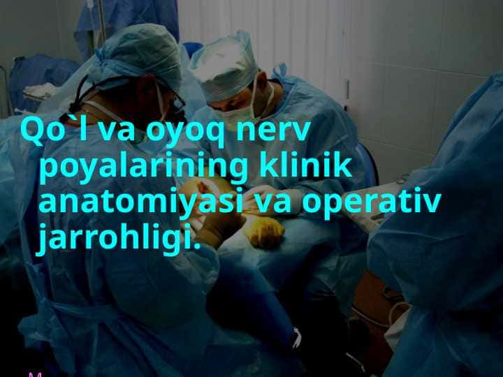 Qo`l va oyoq nerv poyalarining klinik anatomiyasi va operativ jarrohligi.