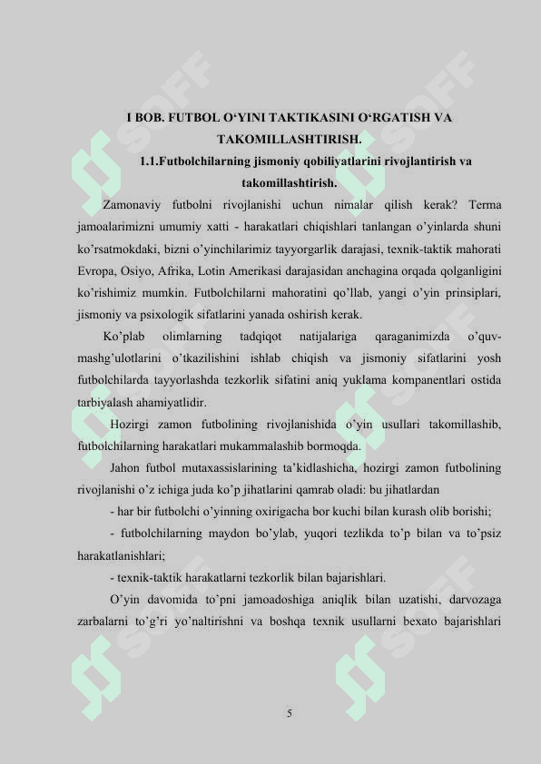 Futbol o‘yini taktikasini o‘rgatish 5