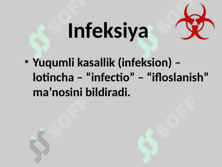 YUQUMLI KASALLIKLAR FANIGA KIRISH 2