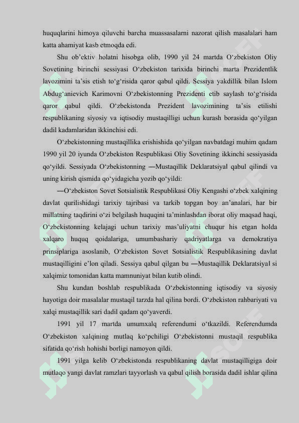 O‘ZBEKISTONNING DAVLAT MUSTAQILLIGINING E’LON QILINISHI VA UNING TARIXIY AHAMIYATI 3