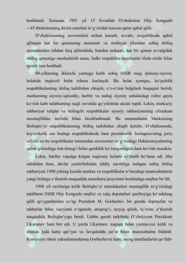 O‘ZBEKISTONNING DAVLAT MUSTAQILLIGINING E’LON QILINISHI VA UNING TARIXIY AHAMIYATI 4