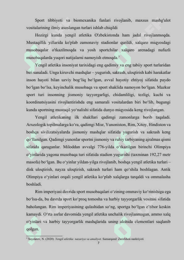Yengil atletika mashg'ulotlarida foydalaniladigan asosiy vositalar. 7