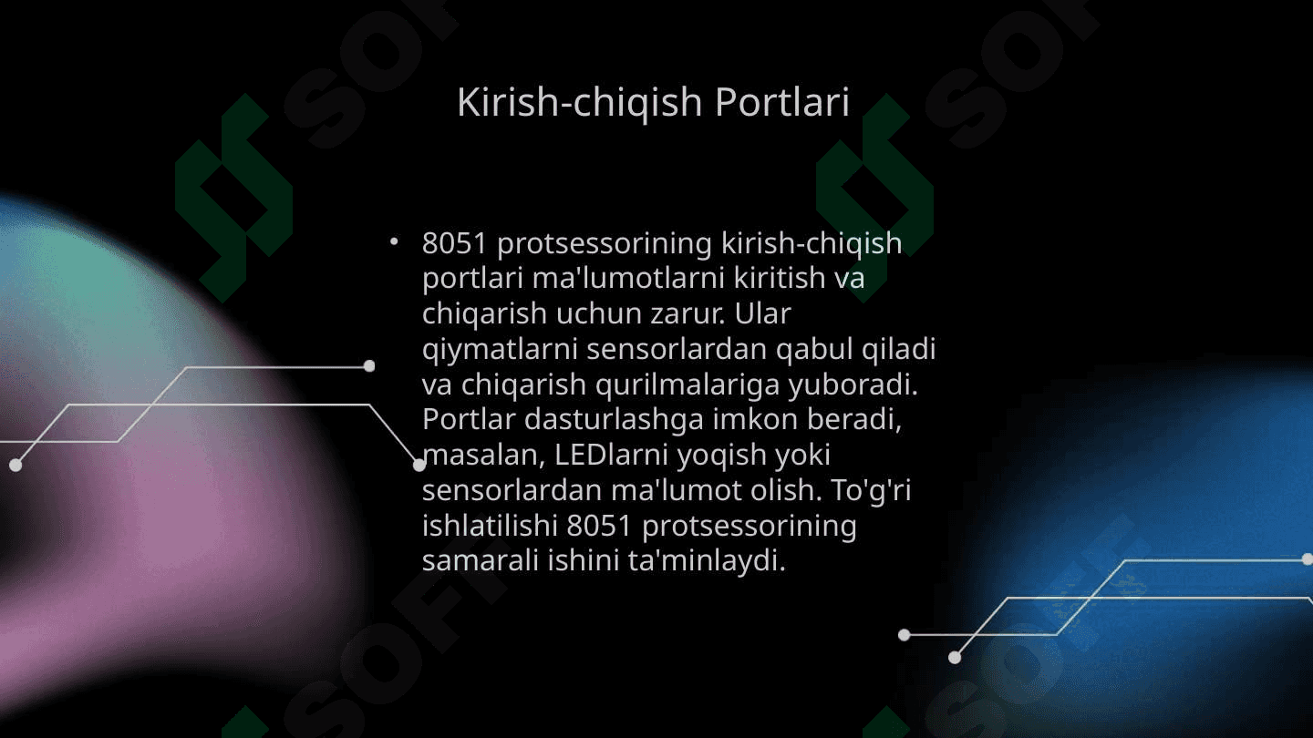 8051 protsessorining arxitekturasi va uning xususiyatlari (tuzilishi, ishlash tamoillari, mikrosxemalari) 6