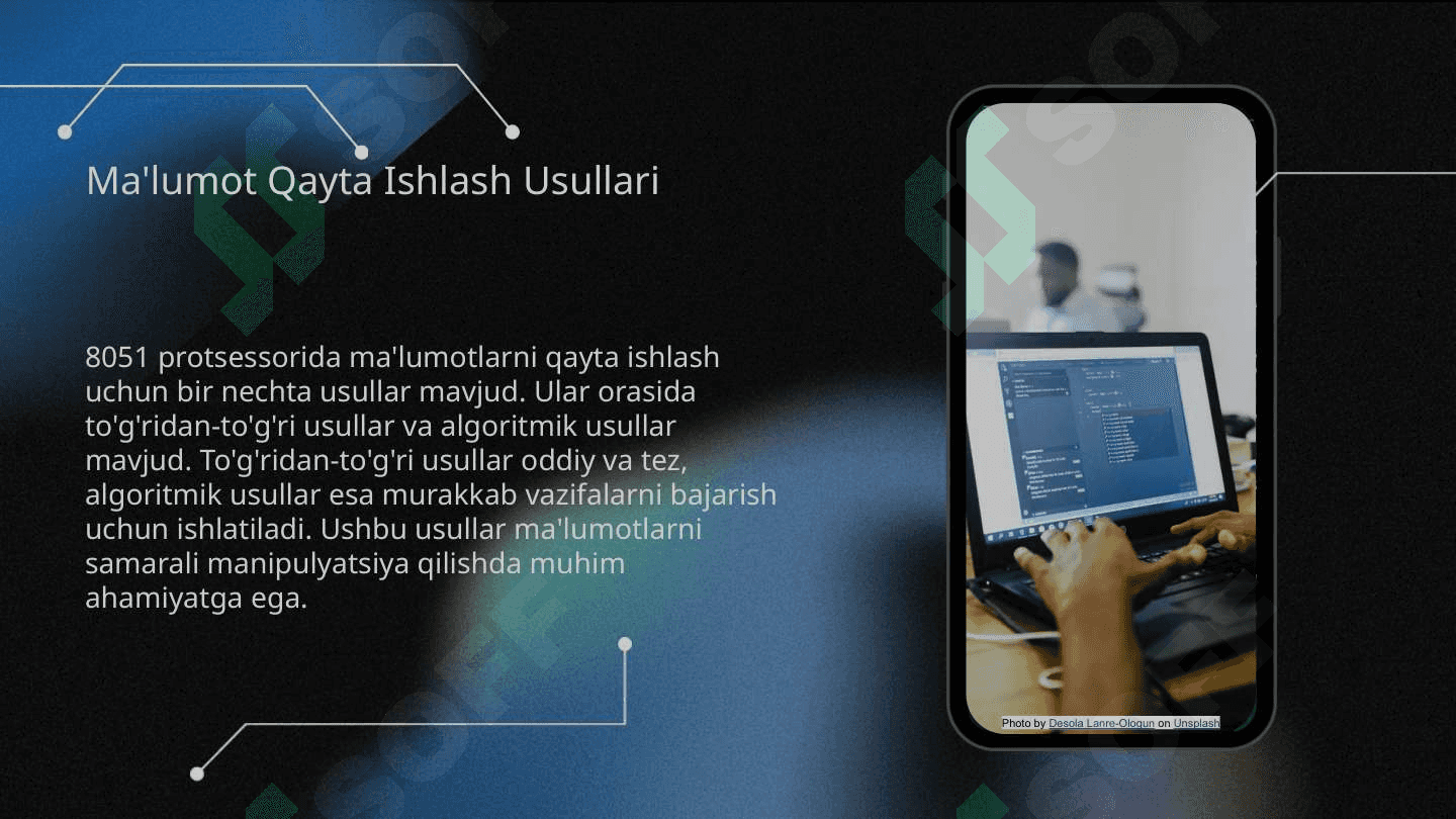 8051 protsessorining arxitekturasi va uning xususiyatlari (tuzilishi, ishlash tamoillari, mikrosxemalari) 8