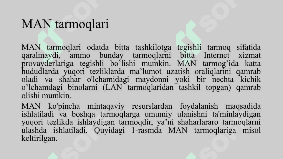 Kompyuter tarmoqlari Shahar tarmoqlari 6