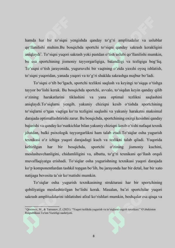 To‘siqlar osha yugurish texnikasini takomillashtirish 8