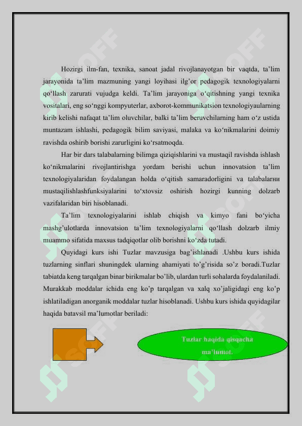 Maktab kursida o’rta tuzlar mavzusiga oid tajribalar o’tkazish metodikasi 3