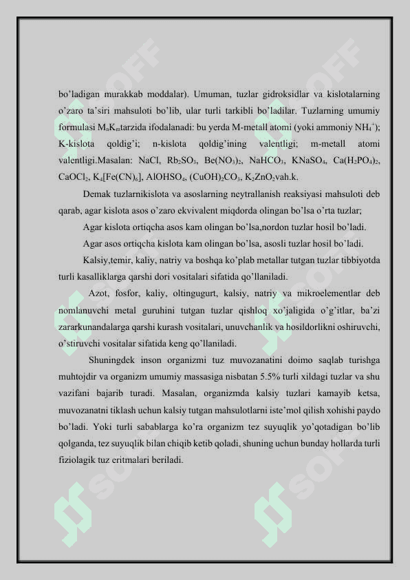 Maktab kursida o’rta tuzlar mavzusiga oid tajribalar o’tkazish metodikasi 5