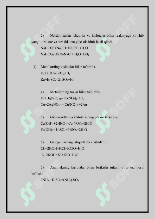 Maktab kursida o’rta tuzlar mavzusiga oid tajribalar o’tkazish metodikasi 8