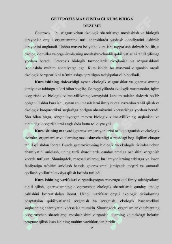"Geterozis" mavzusida kurs ishi 2