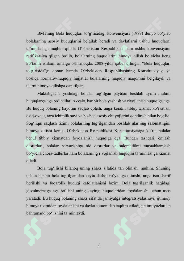 Maktabgacha yoshdagi bolalarning qonun bilan himoyalangan huquqlari 5
