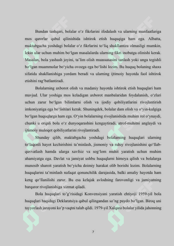 Maktabgacha yoshdagi bolalarning qonun bilan himoyalangan huquqlari 7