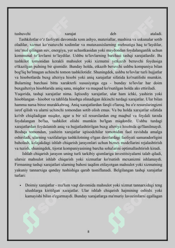 Iqtisodiy xarajatlar va foyda 8