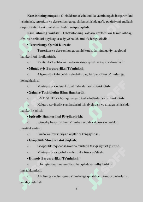 Hozirgi zamonda xalqaro xavfsizlikni ta'minlashda o‘zbekistonning o‘rni 4
