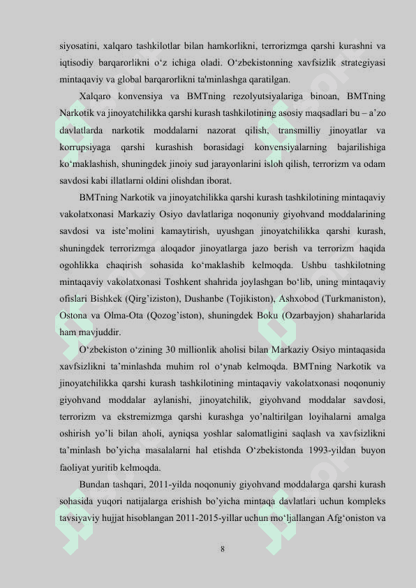 Hozirgi zamonda xalqaro xavfsizlikni ta'minlashda o‘zbekistonning o‘rni 7