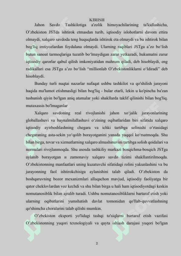 Jahon savdo tashkilotining global savdo tizimidagi roli 2