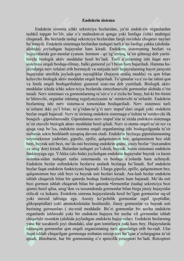 Endokrin tizim a'zolari. Markaziy endokrin a'zolar 2
