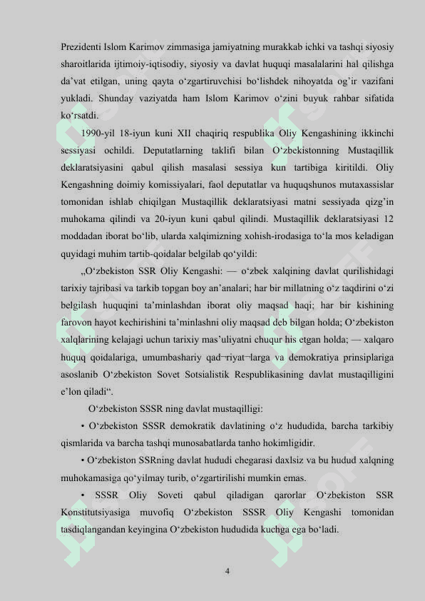 Oʻzbekiston Davlat suverenitetining e’lon qilinishi 4