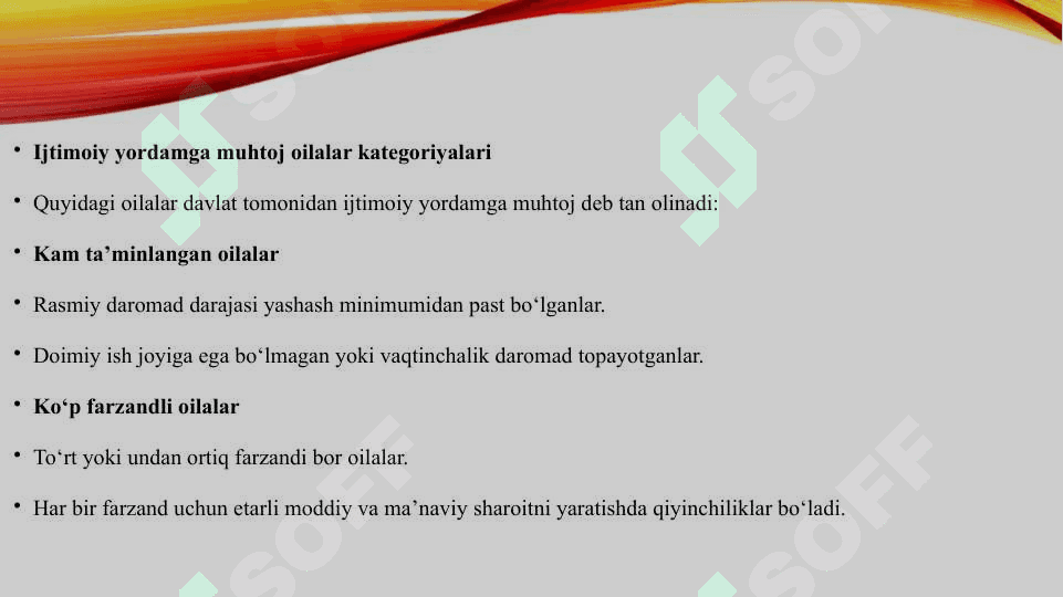 Ijtimoiy yordamga muhtoj oila va bolalar kategoriyasini aniqlash. 4