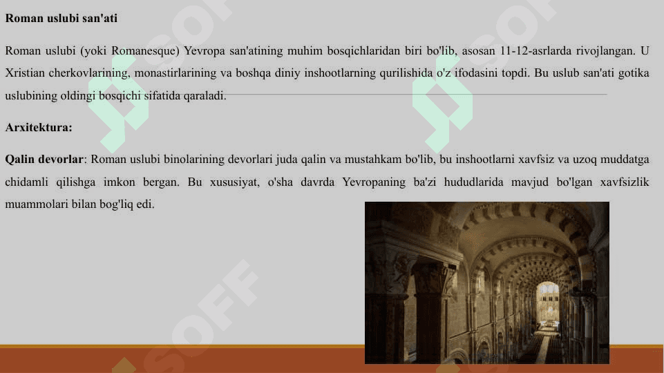 ROMAN VA GOTIKA USLUBI SAN'ATI 6