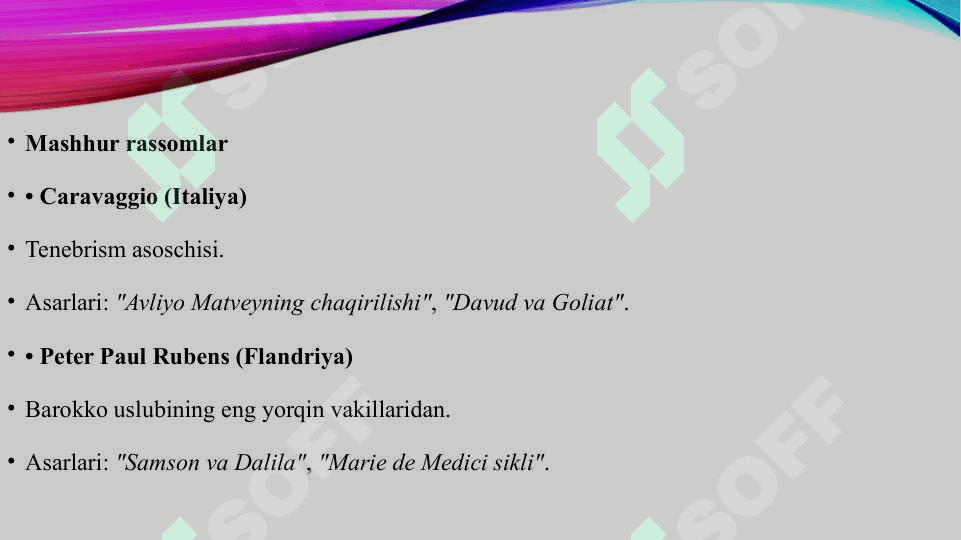 XVII asr xorijiy G'arb san'ati 4