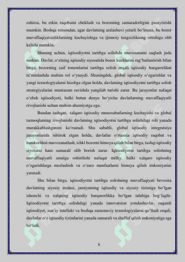 Iqtisodiyotni tartibga solishda davlatning roli 8
