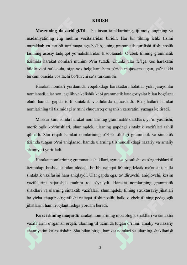 HARAKAT NOMLARINING GRAMMATIK SHAKLLARI VA SINTAKTIK VAZIFALARI. 3