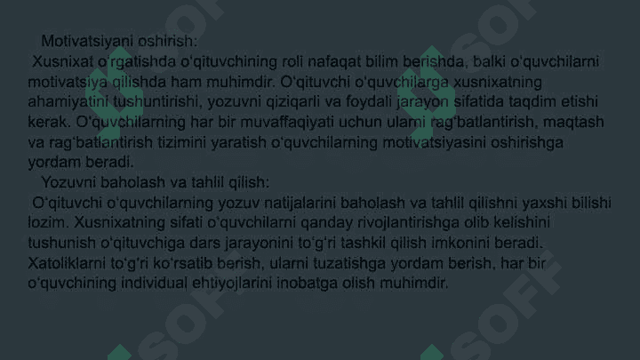 Boshlang’ich sinf o’quvchilarini husnixatga o’rgatishning metodik shartlari qand 8