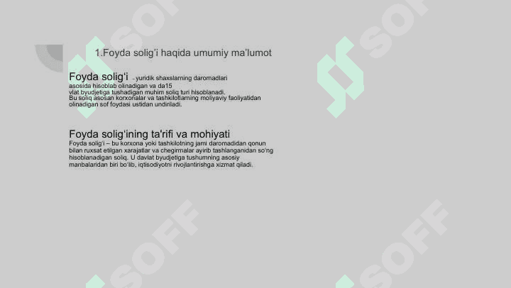 Foyda solig’ining soliq kodekisi bo’yicha shakillanish jarayoni 2
