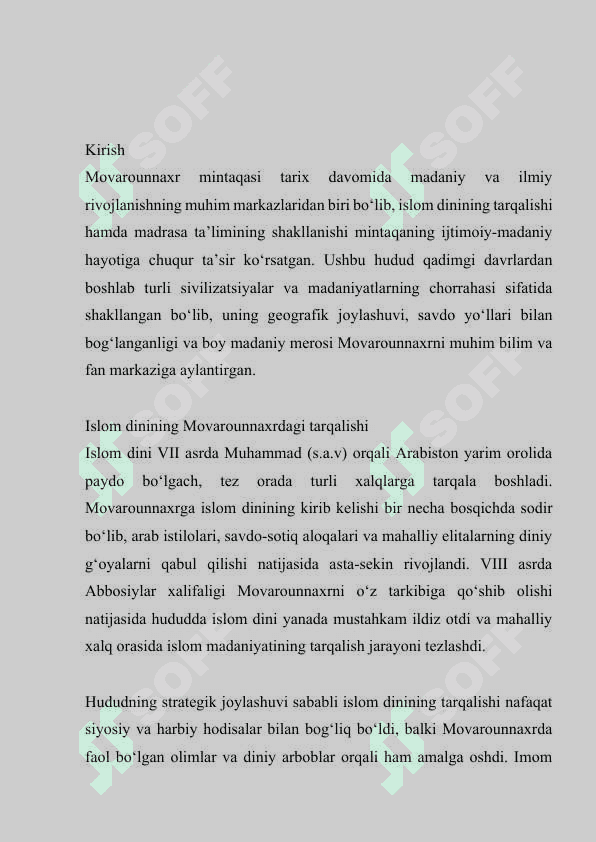 Movarounnaxrda islom dinining tarqalishi va madrasa ta’limining ijtimoiy-madaniy hayotga ta’siri 3
