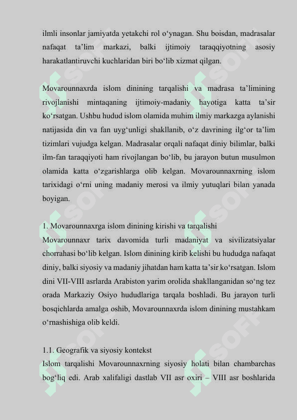 Movarounnaxrda islom dinining tarqalishi va madrasa ta’limining ijtimoiy-madaniy hayotga ta’siri 5
