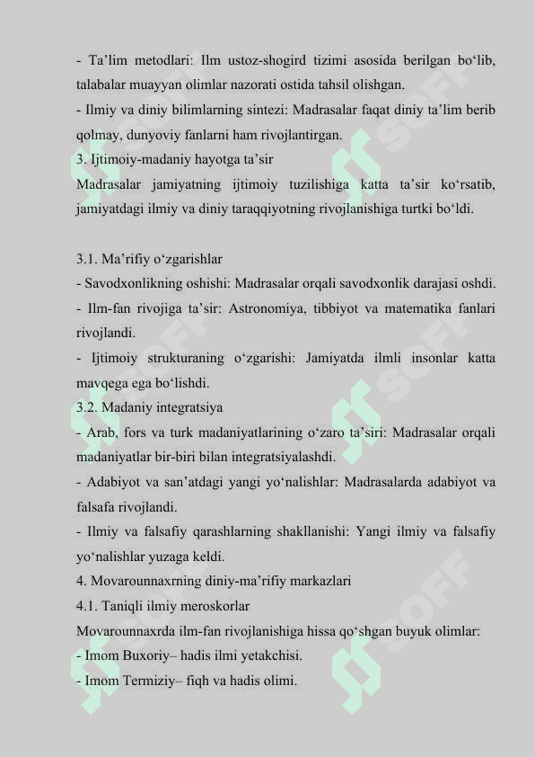 Movarounnaxrda islom dinining tarqalishi va madrasa ta’limining ijtimoiy-madaniy hayotga ta’siri 8